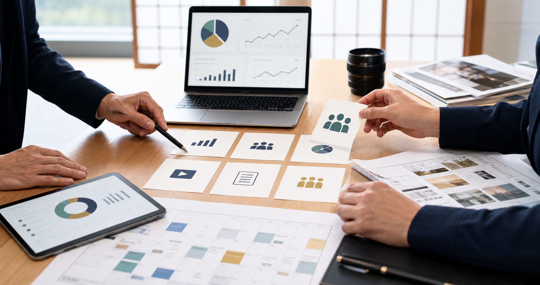 オウンドメディアの営業連携データを整理する様子