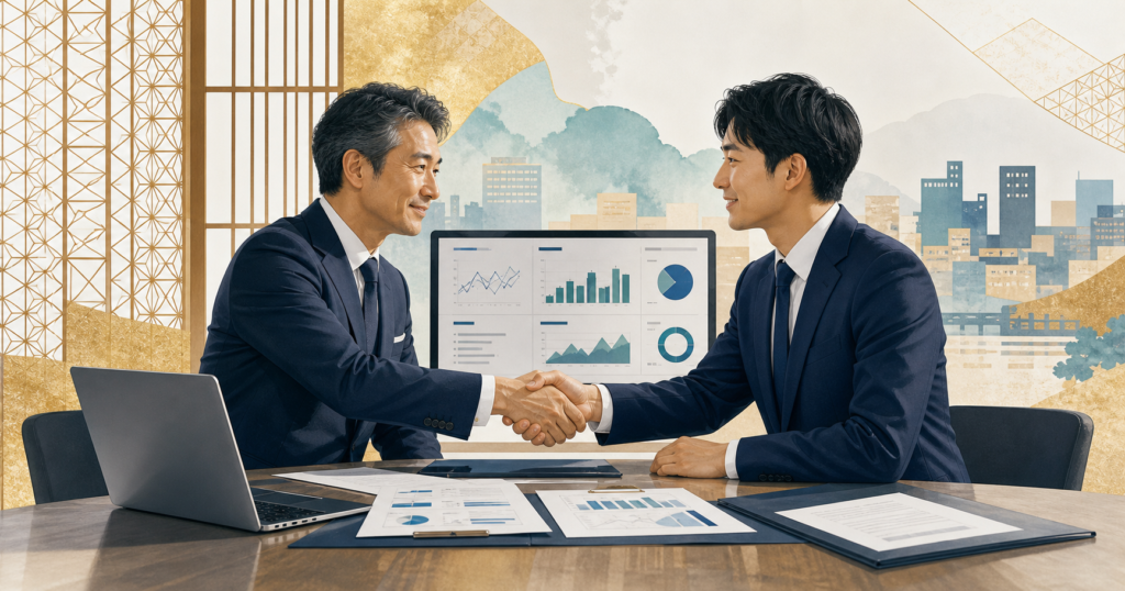 金沢 メディア M&Aの売却・買収・事業承継をイメージした相談風景