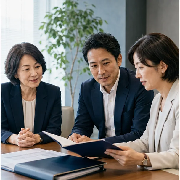 SNS運用会社のM&Aで顧客引き継ぎを確認する経営者と担当者