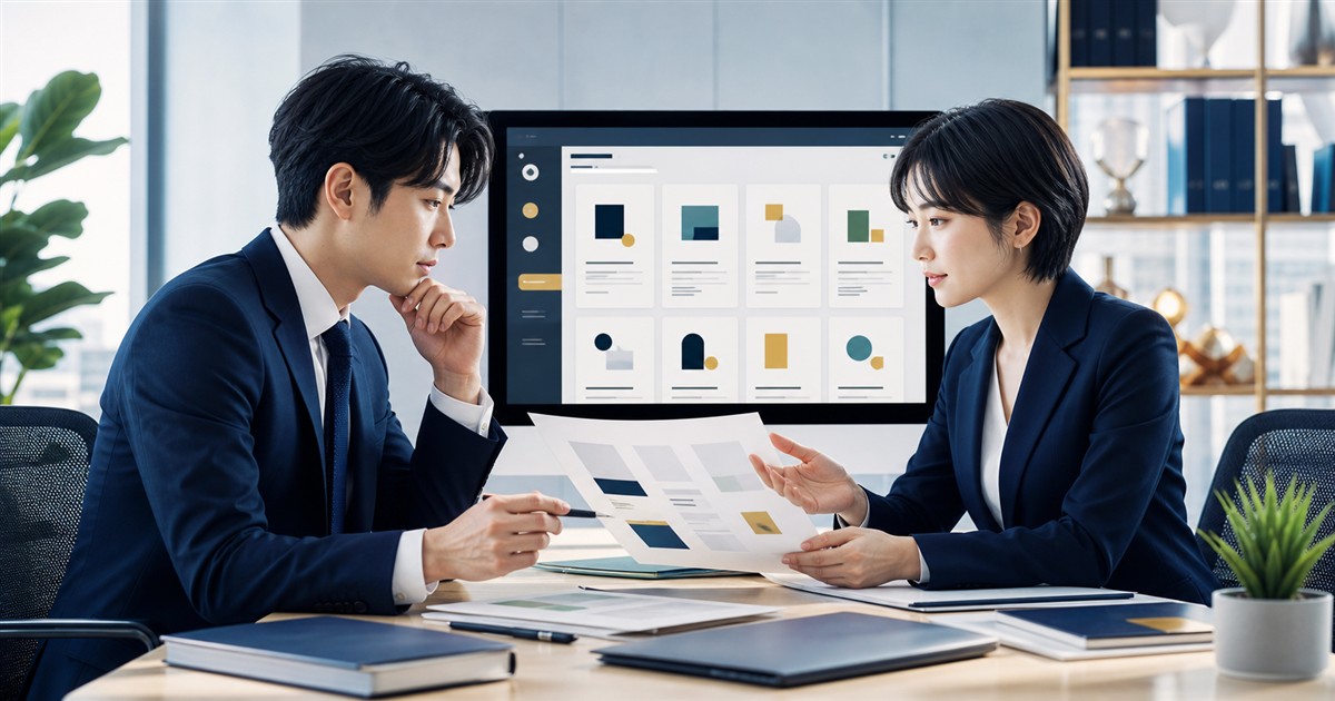 比較サイト M&Aの事業価値評価と承継を検討するビジネス担当者